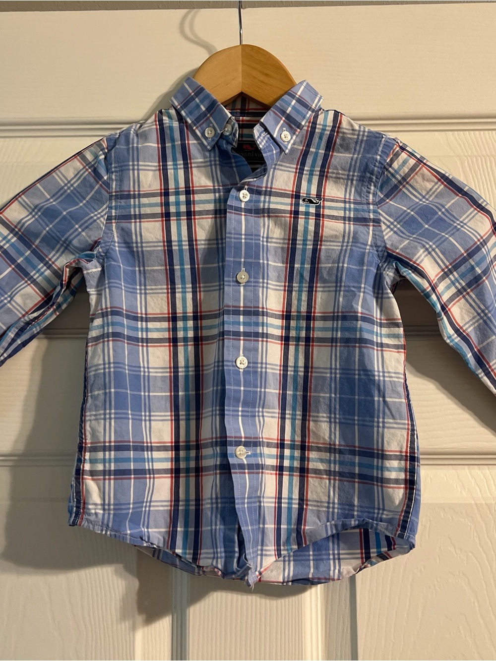 Vineyard Vines Boys Blue White Plaid Button-Down Shirt